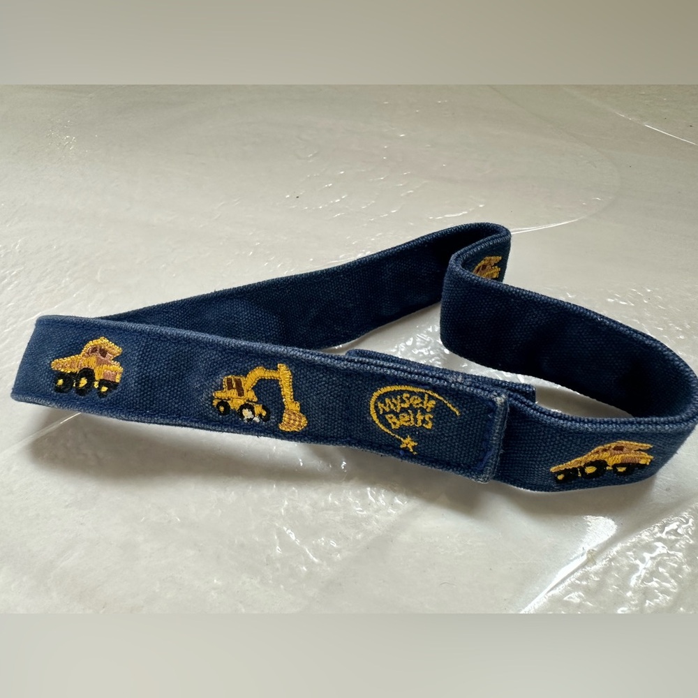 Blue Kids Belt with Construction Embroidery